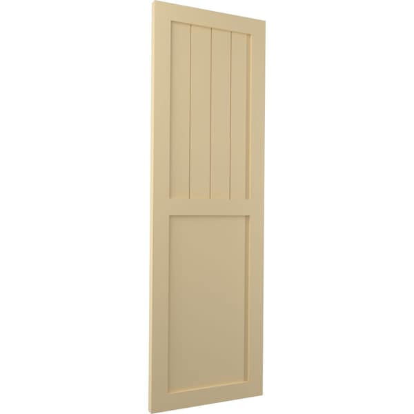 True Fit PVC Farmhouse/Flat Panel Combination Fixed Mount Shutters, Natural Twine, 12W X 74H
